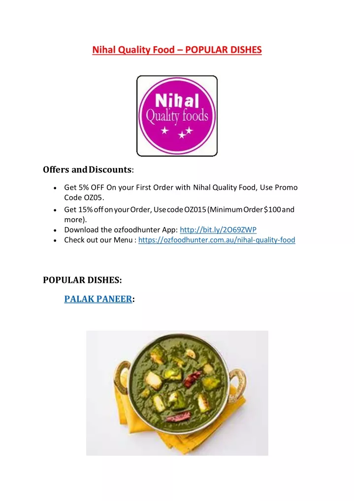 nihal quality food popular dishes