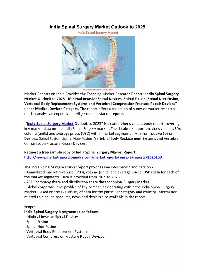 india spinal surgery market outlook to 2025