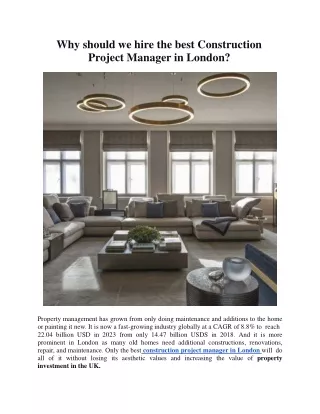 why should we hire the best construction project manager in london