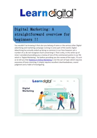 Digital Marketing: A straightforward overview for beginners !!