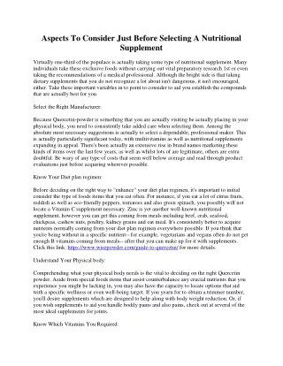 aspects to consider just before selecting