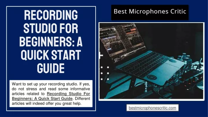 recording studio for beginners a quick start guide