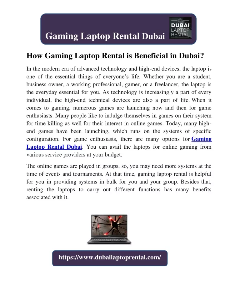 gaming laptop rental dubai