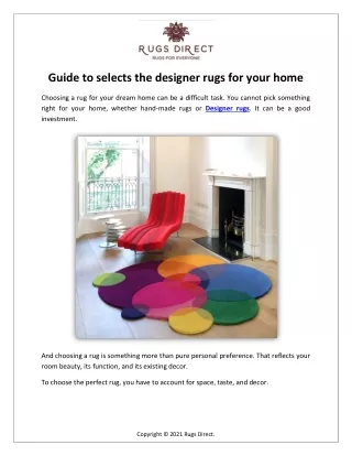 Guide to selects the designer rugs for your home