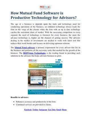 how mutual fund software is productive technology