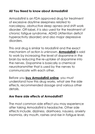 All you need to know about Armodafinil