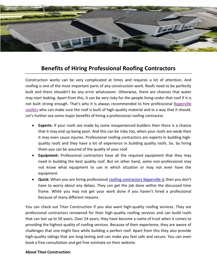 Benefits of Hiring Professional Roofing Contractors