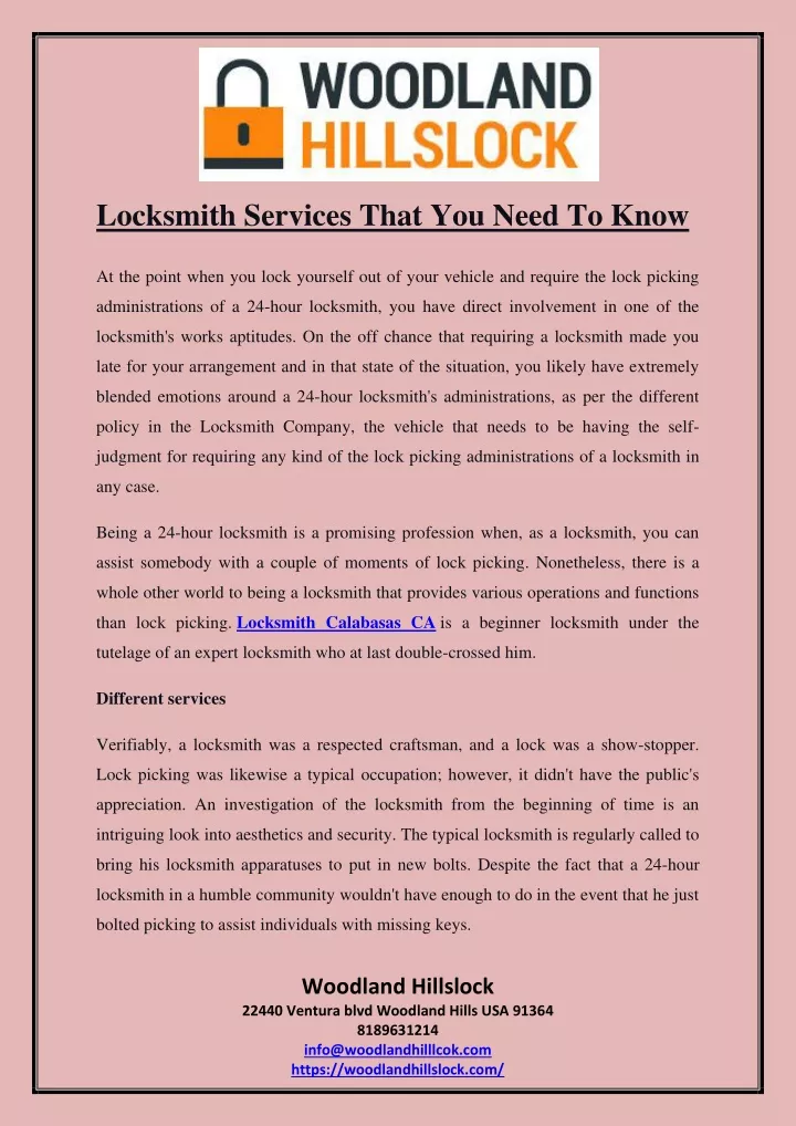 locksmith services that you need to know
