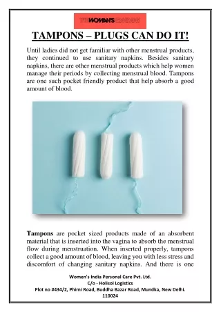 tampons plugs can do it