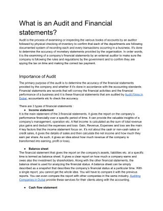 What is an Audit and Financial statements?