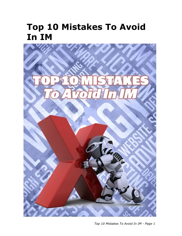 top 10 mistakes to avoid in im