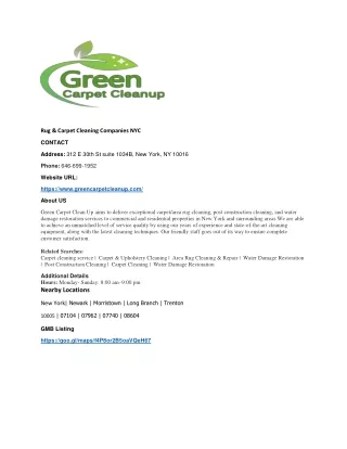 Rug & Carpet Cleaning Companies NYC