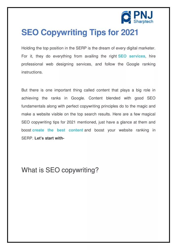 seo copywriting tips for 2021