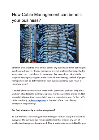 how cable management can benefit your business