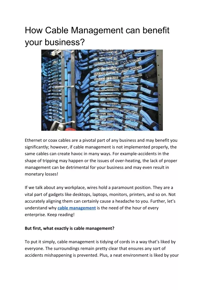 how cable management can benefit your business