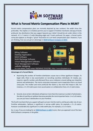 What is Forced Matrix Compensation Plans in MLM?
