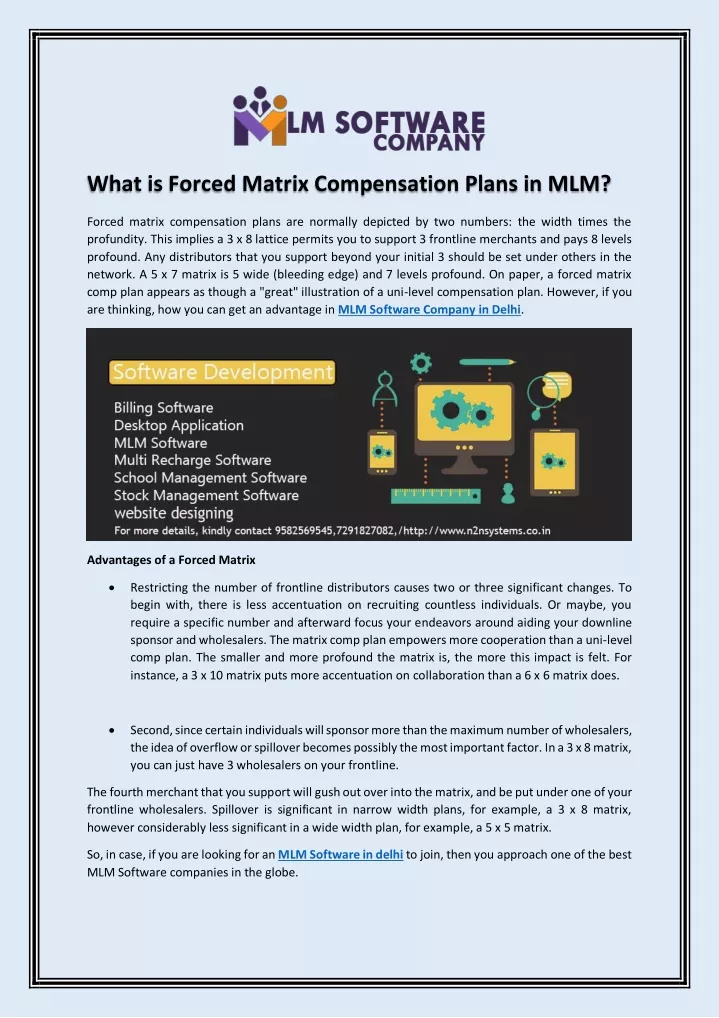 what is forced matrix compensation plans in mlm