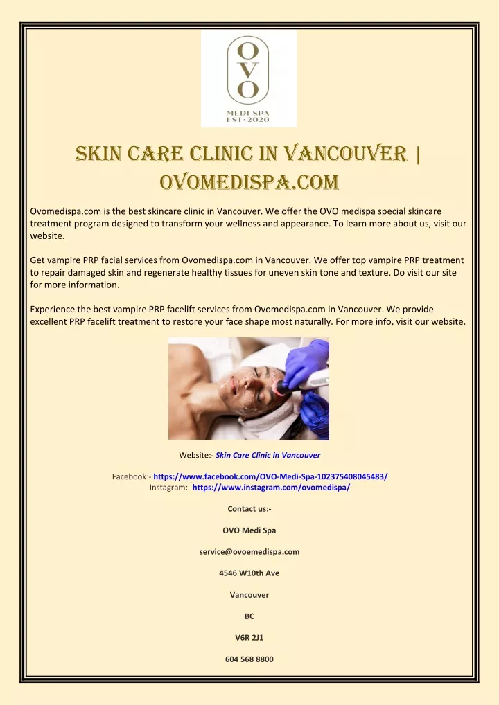 skin care clinic in vancouver ovomedispa com