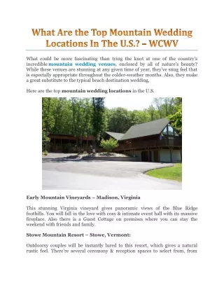 What Are the Top Mountain Wedding Locations In The U.S.? - WCWV