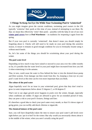 5 things to keep an eye on while your swimming