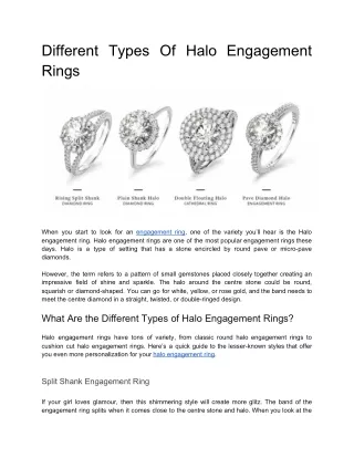 different types of halo engagement rings