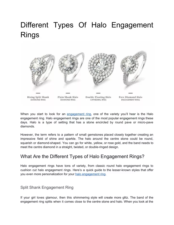different types of halo engagement rings