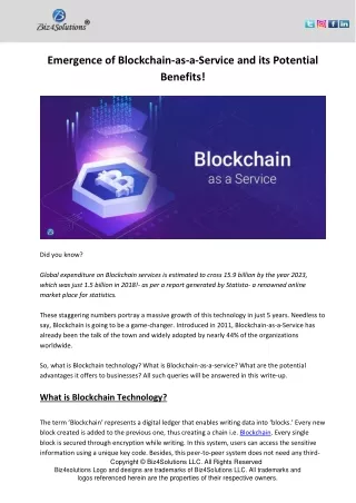 emergence of blockchain as a service