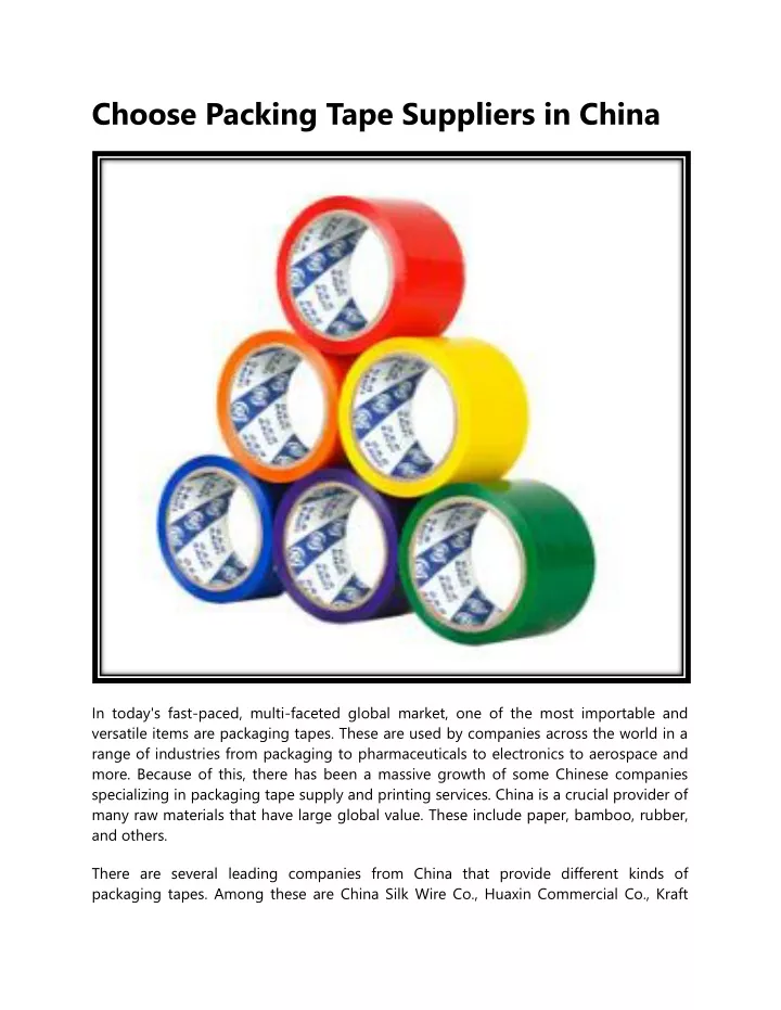 choose packing tape suppliers in china