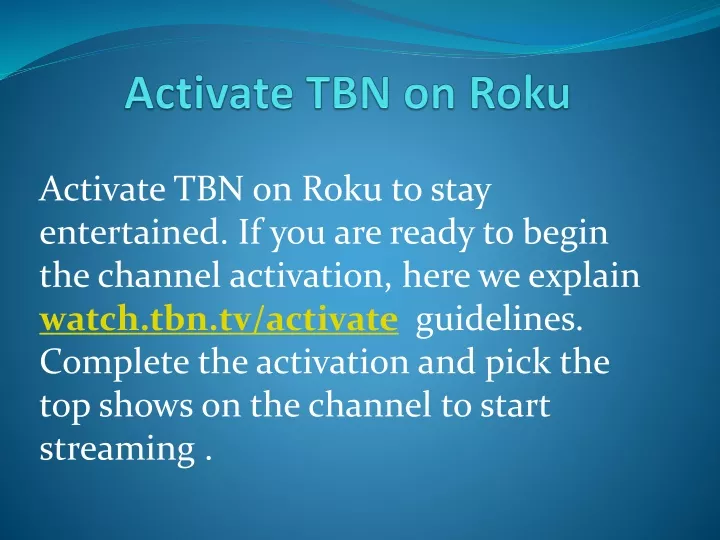 activate tbn on roku