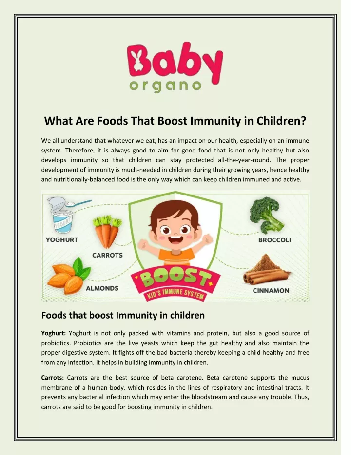 what are foods that boost immunity in children
