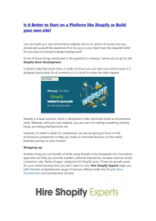 is it better to start on a platform like shopify