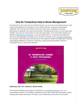 how do trampolines help in stress management