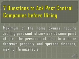 7 Questions to Ask Pest Control Companies before Hiring