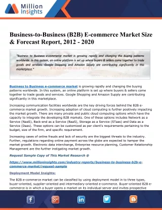 Global Business-to-Business (B2B) E-commerce Market to Witness Huge Growth by 2024