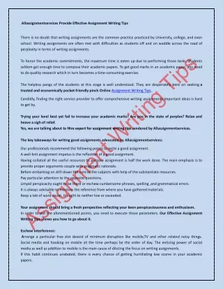 allassignmentservices provide effective
