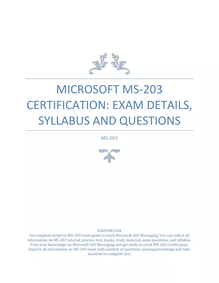microsoft ms 203 certification exam details