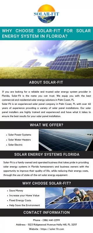 Why Choose Solar-Fit for Solar Energy System in Florida?