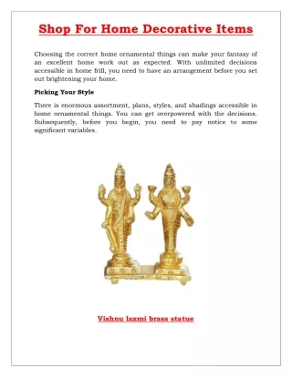Brass Vishnu Laxmi Statue Idol