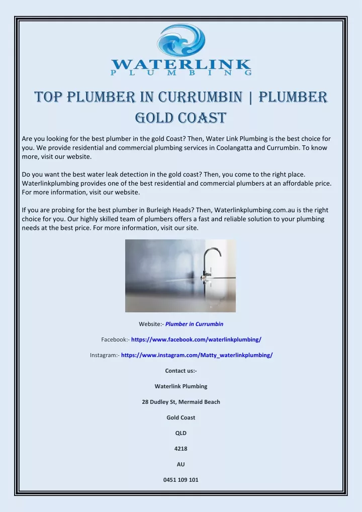 top plumber in currumbin plumber gold coast