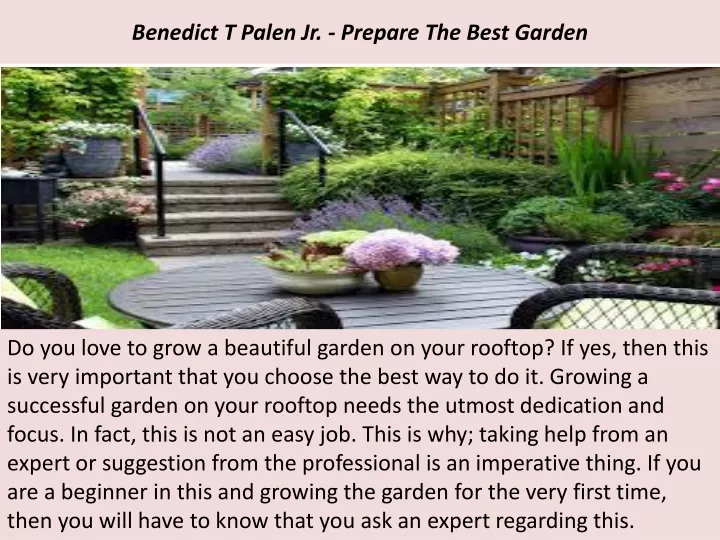 benedict t palen jr prepare the best garden