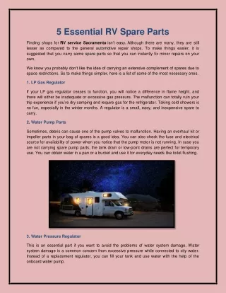 5 essential rv spare parts