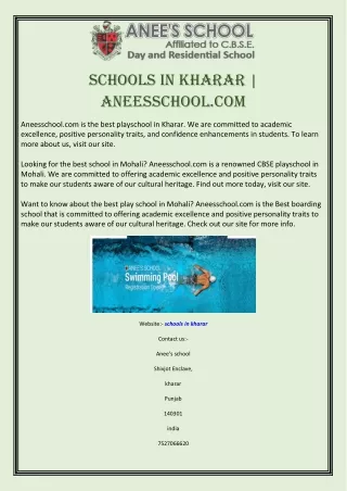 Schools in Kharar | Aneesschool.com