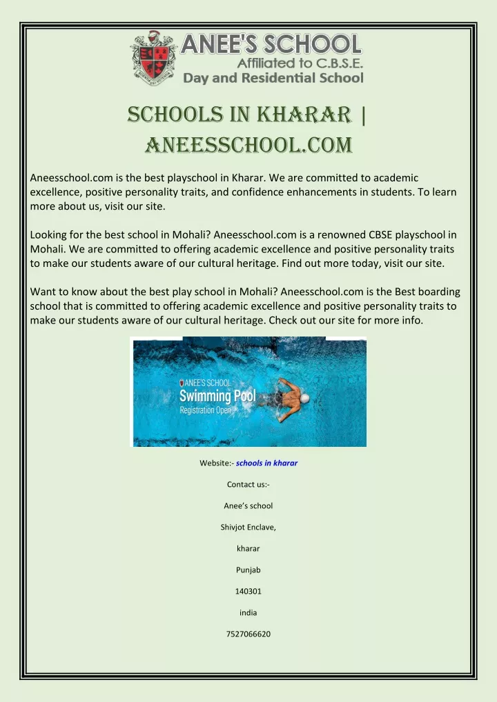 schools in kharar aneesschool com