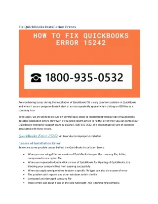fix quickbooks installation errors