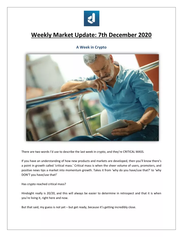 weekly market update 7th december 2020