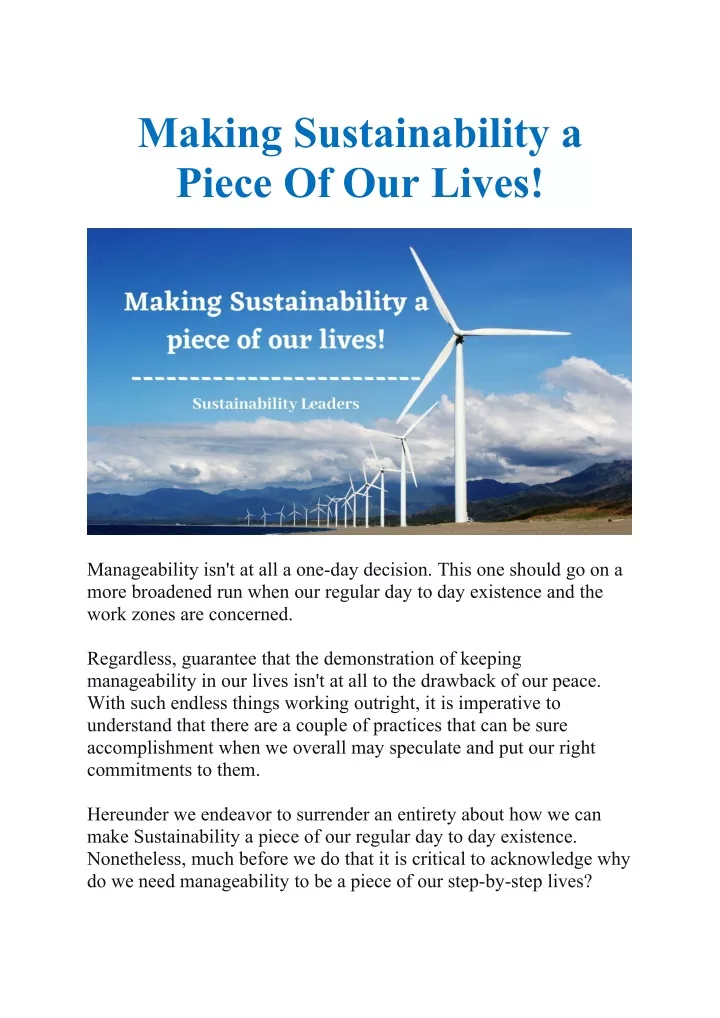 making sustainability a piece of our lives