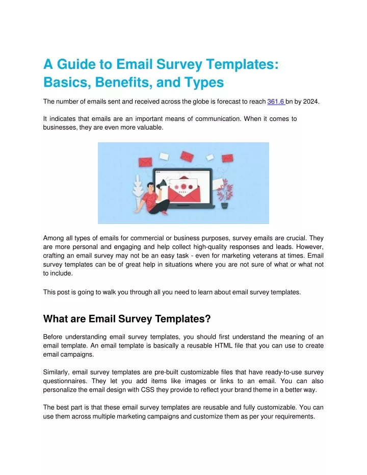 a guide to email survey templates basics benefits and types