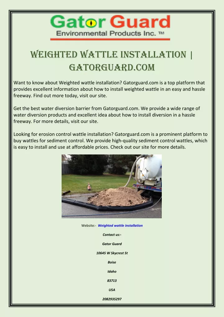 weighted wattle installation gatorguard com