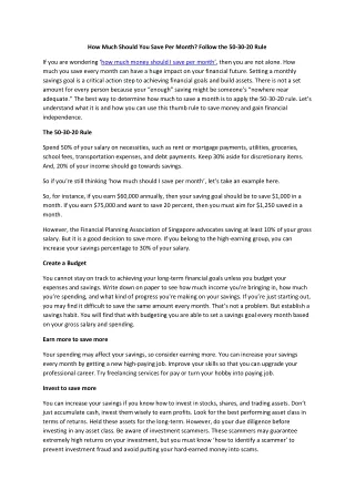 How Much Should You Save Per Month? Follow the 50-30-20 Rule