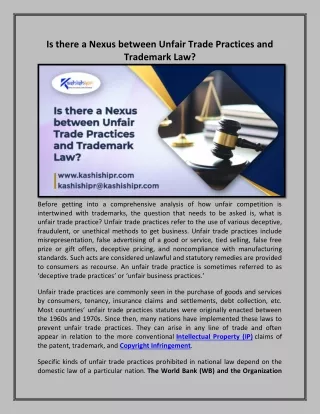 is there a nexus between unfair trade practices